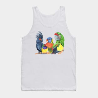 parrots bird watercolor toucan finch lory, cockatoo, macaw Tank Top